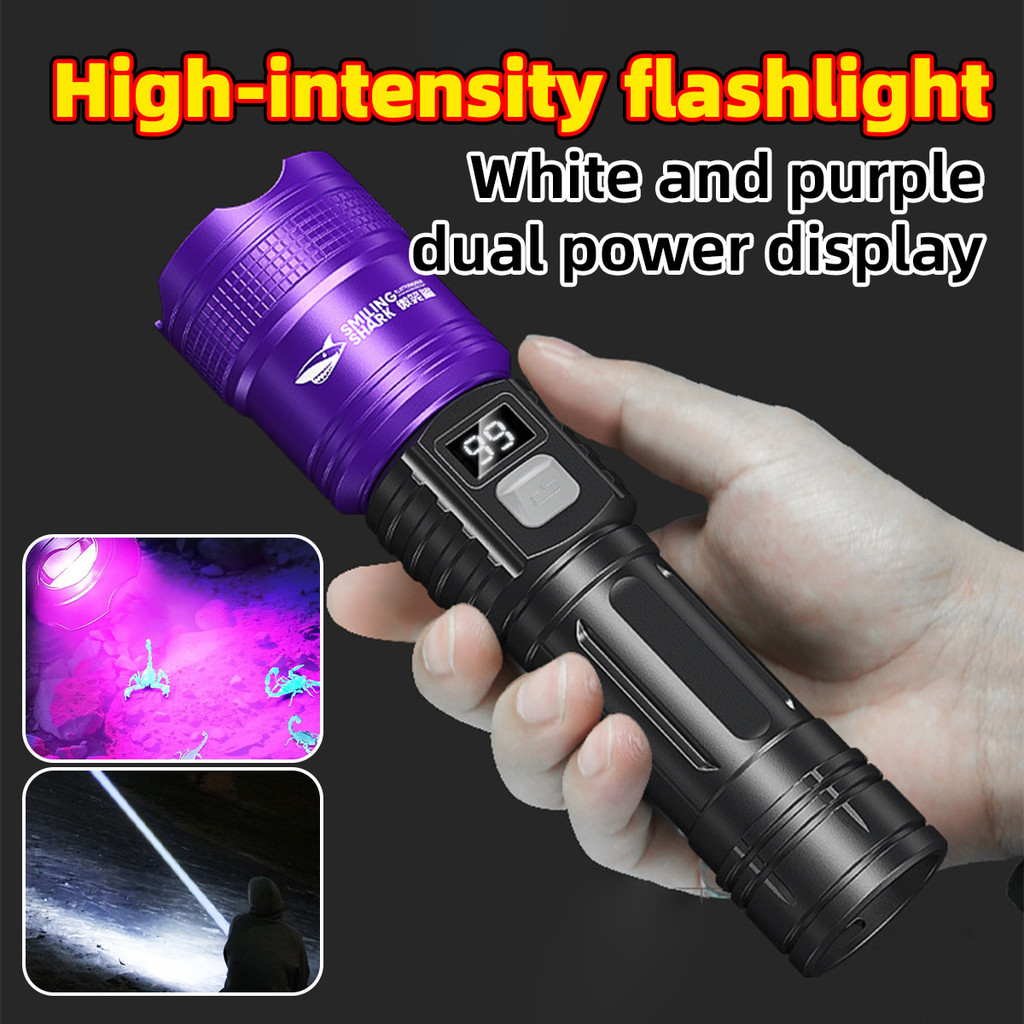 senter - putih dan uv (ultra violet) SD-5252B Senter LED bisa di cas bisa di zoom Type-C