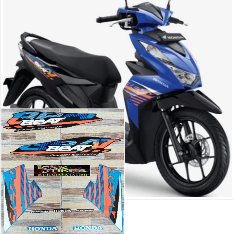 striping Honda beat CBS techno blue black biru hitam tahun 2021
