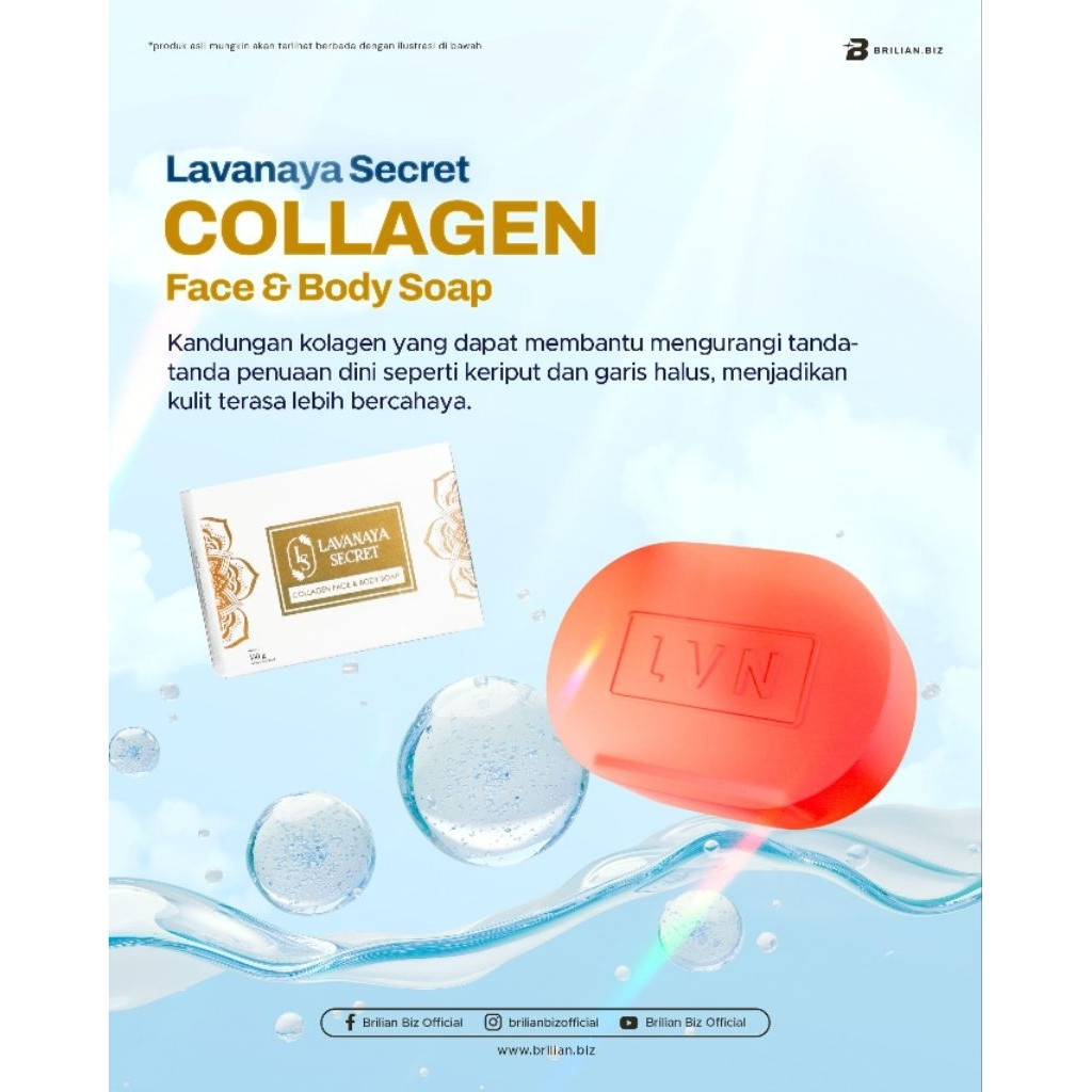 [GERATIS ONGKIR] Sabun Colagen LVN Original BPOM Untuk Kulit Cerah varian collagen 100g