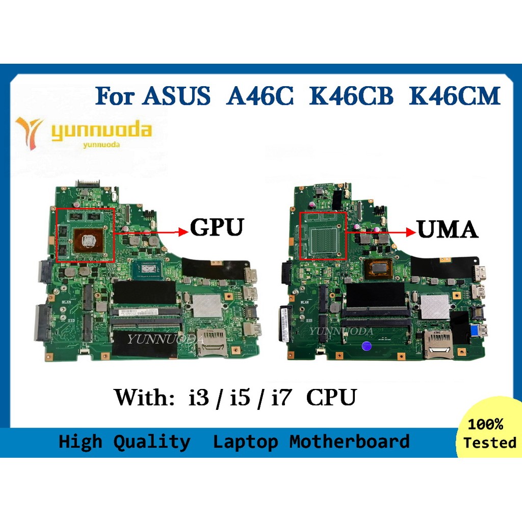 K46CM For ASUS A46C K46CB K46CM  K46C Laptop Motherboard With 1007u i3 i5 CPU UMA GPU Power board  1