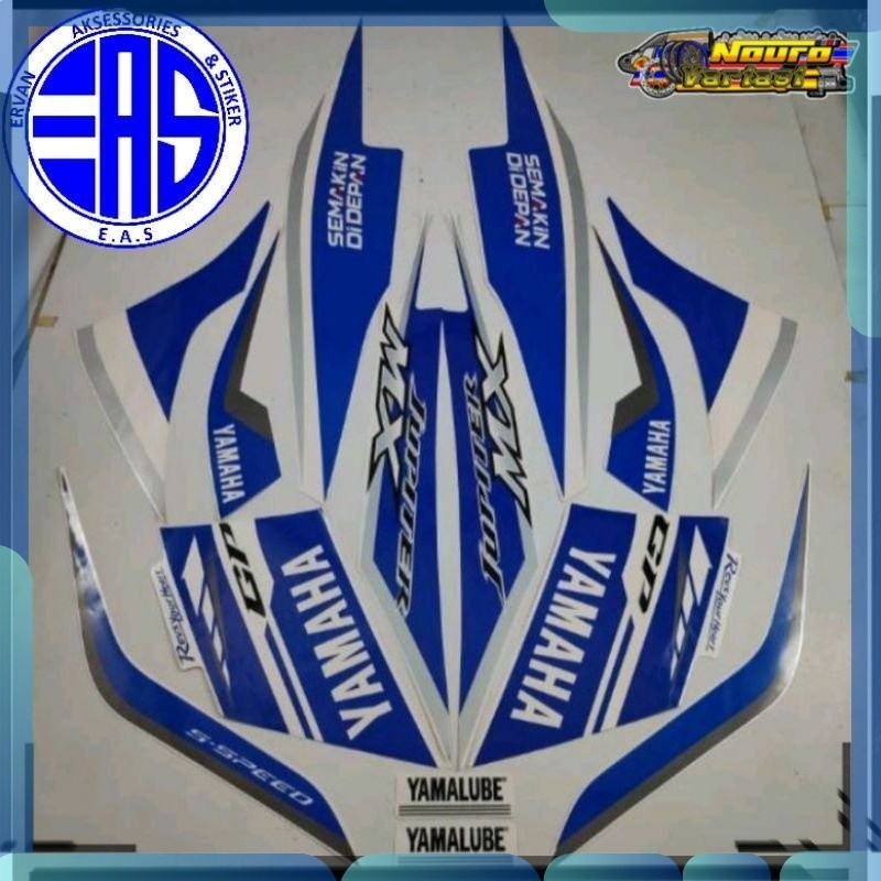 Stiker striping yamaha jupiter mx new 2014 gp series biru putih  standar bagus