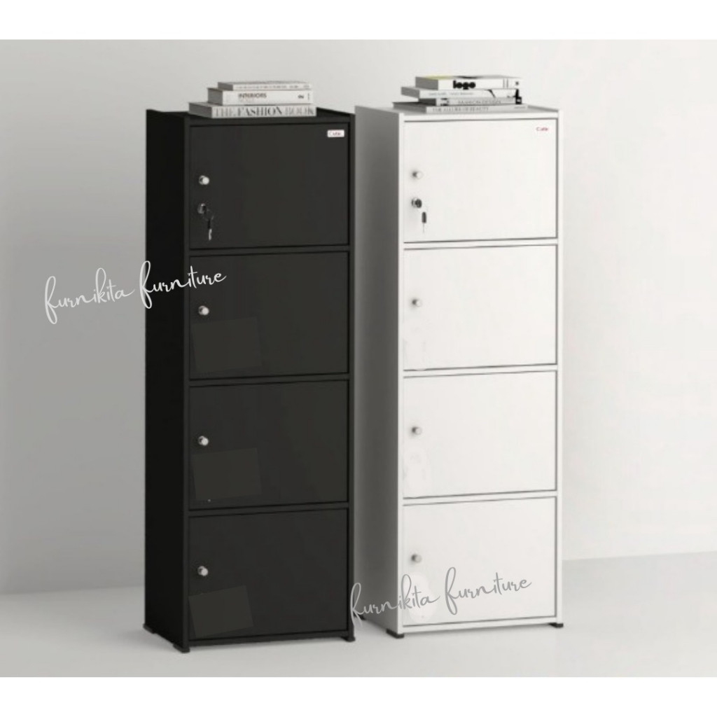 RAK BUKU KAYU SERBAGUNA KUNCI / LEMARI HELM / LEMARI BAJU