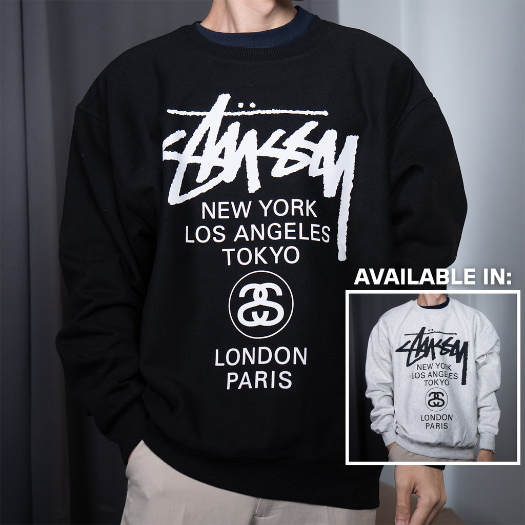 STUSSY World Tour Long Sleeve Cotton Crewneck Original