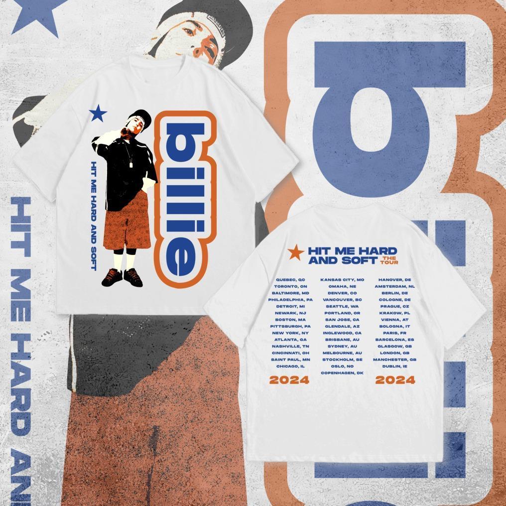 Baju Kaos P&B Oversize Billie Eilish - T Shirt Billie Eilish Oversized White 20s T-shirt Pria