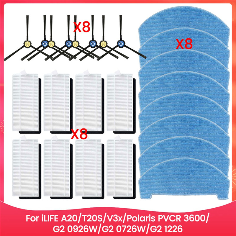 FZFZ For ILIFE A20/T20S/V3x/Polaris PVCR 3600/G2 0926W/G2 0726W/G2 1226 Accessories Kit Side Brush H