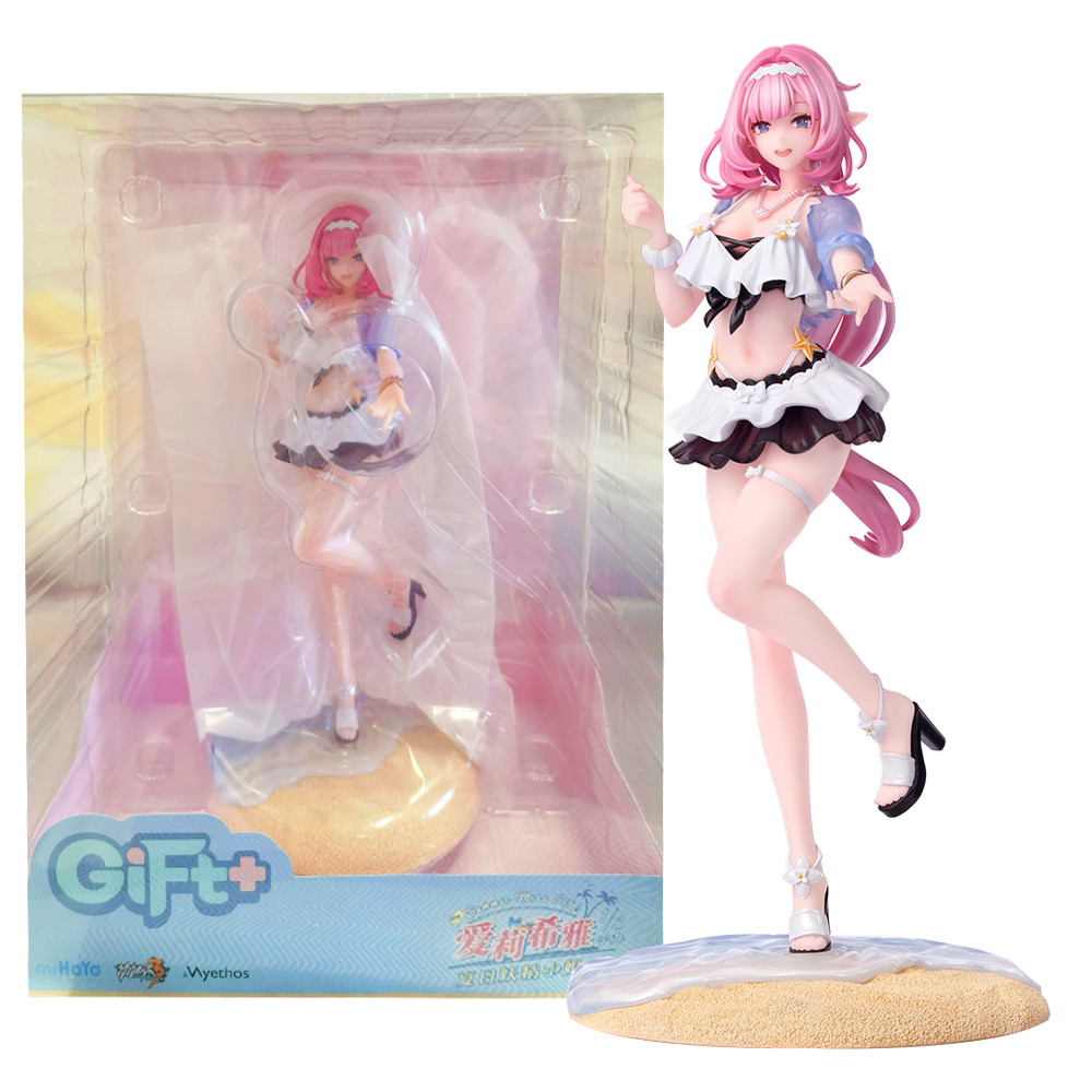 22CM Anime Game Honkai Impact 3rd Elysia Figure Gift+ 1/8 Summer Miss Elf Ver Standing Model Toy Dol