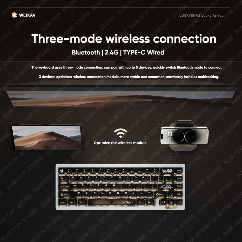 Weikav Lucky65 V3 Lucky65 V2 NUT65 Wireless Aluminum Mechanical Keyboard Kit 60% Bluetooth 2.4G Wire