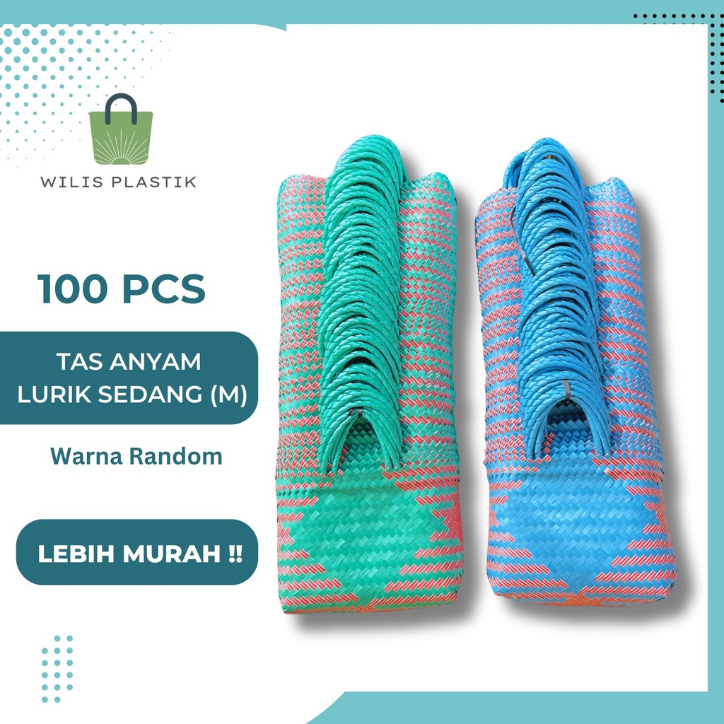 Wilis Plastik PAKET GROSIR 100 PCS Tas Anyam Hampers LURIK SEDANG Hampers Parcel Berkat Kotak Nasi