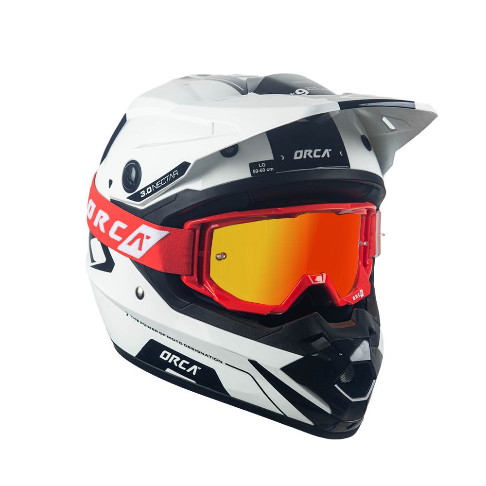 Orca Powergear - Bundling Helm Nectar 3.0 White Black + Goggle Aeroview Red
