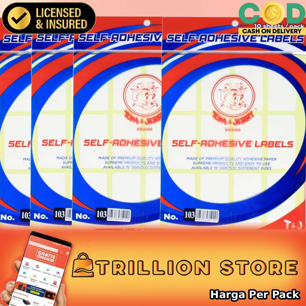 Labels Sticker Tj Tom & Jerry No 103 Note Tipe Ex Tipex Kertas Nempel Lebel Lebels Polos Tulis Tempe