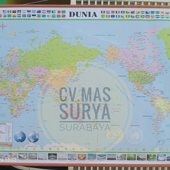 Peta Bingkai Dunia Ukuran Besar