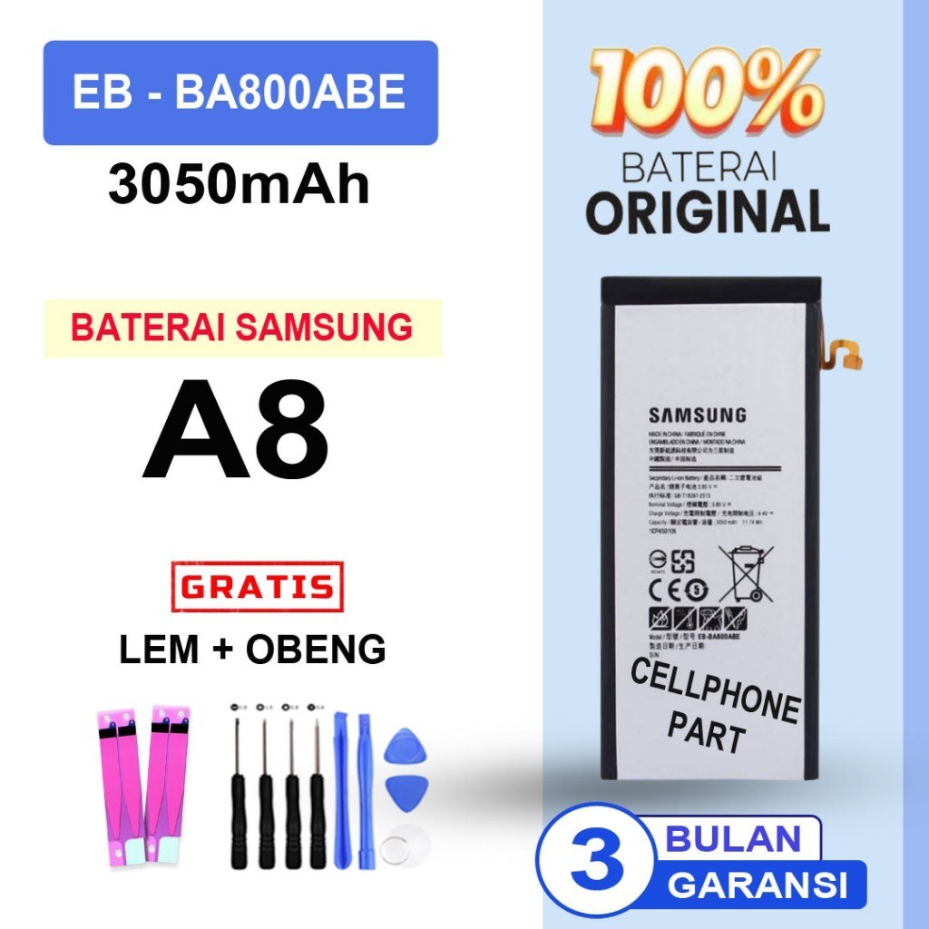 Baterai EB-BA800ABE FOR SAMSUNG A8 2015 A800 - Batre Batrai Batray Batere Battery Batteray Btr Batt