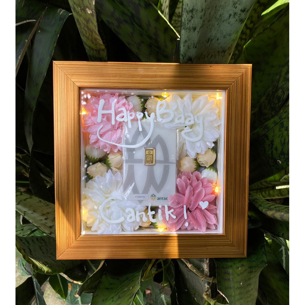 Floral Frame | Bingkai isi bunga | Bingkai Hias Bunga 3D | Kotak Bingkai Logam Mulia