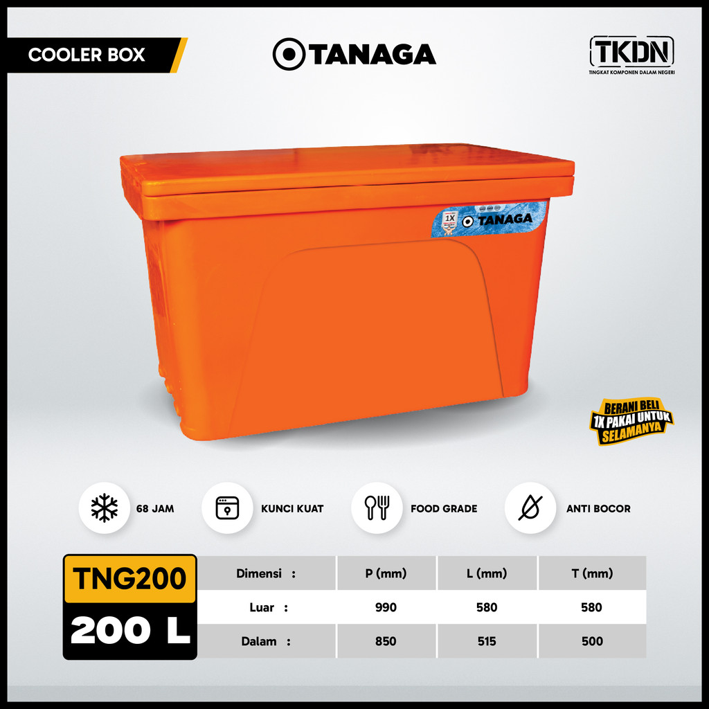 TANAGA Cooler Box 200 Liter Coolbox Es Batu Ikan Daging Minuman Ice Box Pendingin Tahan Lama