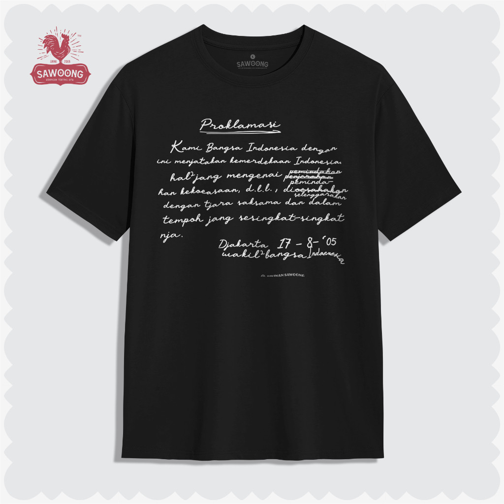 COD SAWOONG Kaos Vintage Retro Premium Teks Proklamasi T-Shirt