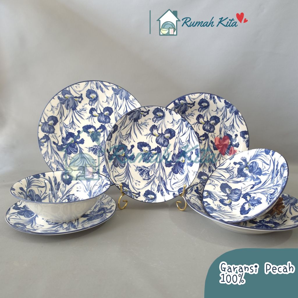 SAKATO Piring Keramik Makan Motif Bunga Dinner Piring Keramik Bunga Cantik Aesthetic Bermotif