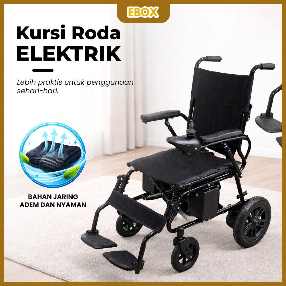 EBOX Kursi Roda Elektrik Lipat Otomatis Ringan untuk Dewasa & Lansia