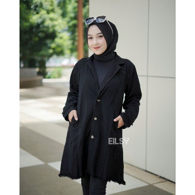 jaket tunik wanita tunik permpuan tunik denim jaket viral baju tunik wanita terbaru