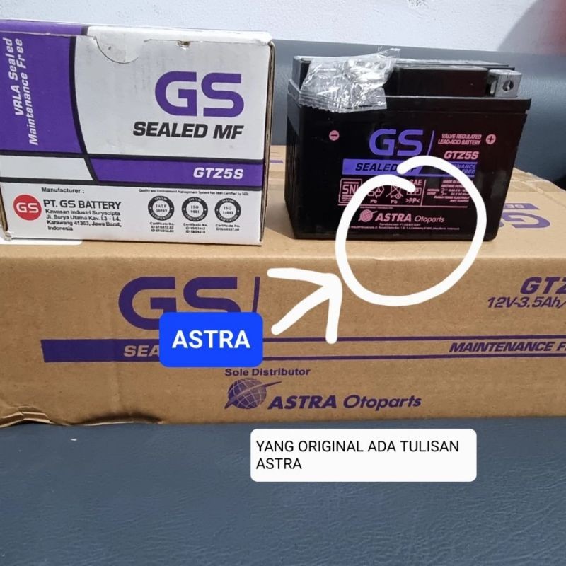 AKI GS ASTRA ORIGINAL GTZ5S BEAT FI ESP BEAT KARBU VARIO 110 MIO  SUPRAX125