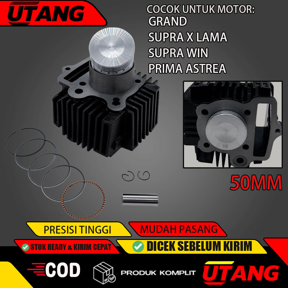 BLOK SEHER BORING PAKET BOREUP BORE UP SUPRA X GRAND PRIMA ASTREA 50MM Motorcycle tawon ori landing 