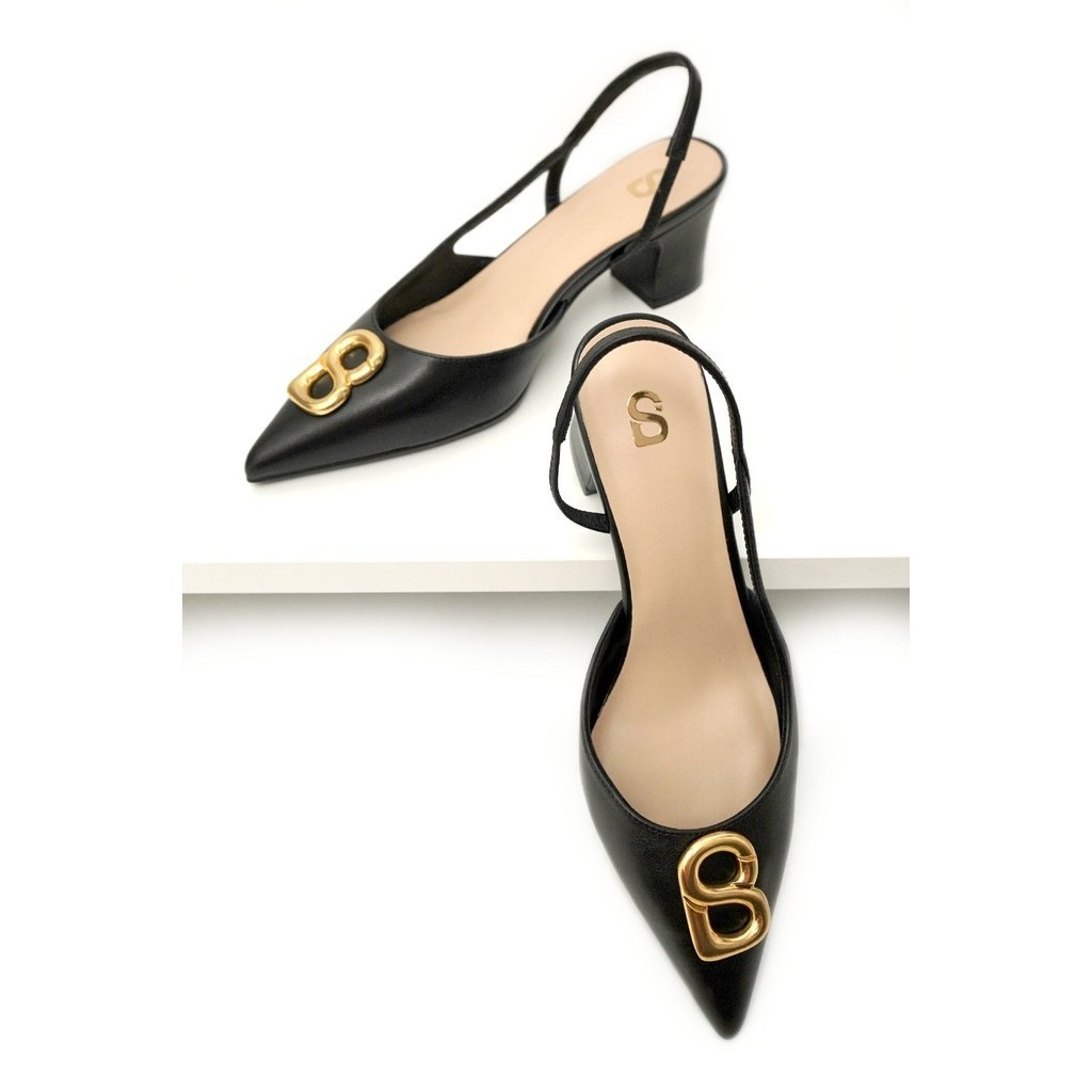 Buttonscarves Kylie Mid Heel Shoes - Black