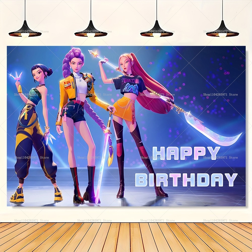 Cartoon KPOP Music Backdrop Korean Idol Star Girls Birthday Party Decoration Fans Party Supplies Pho