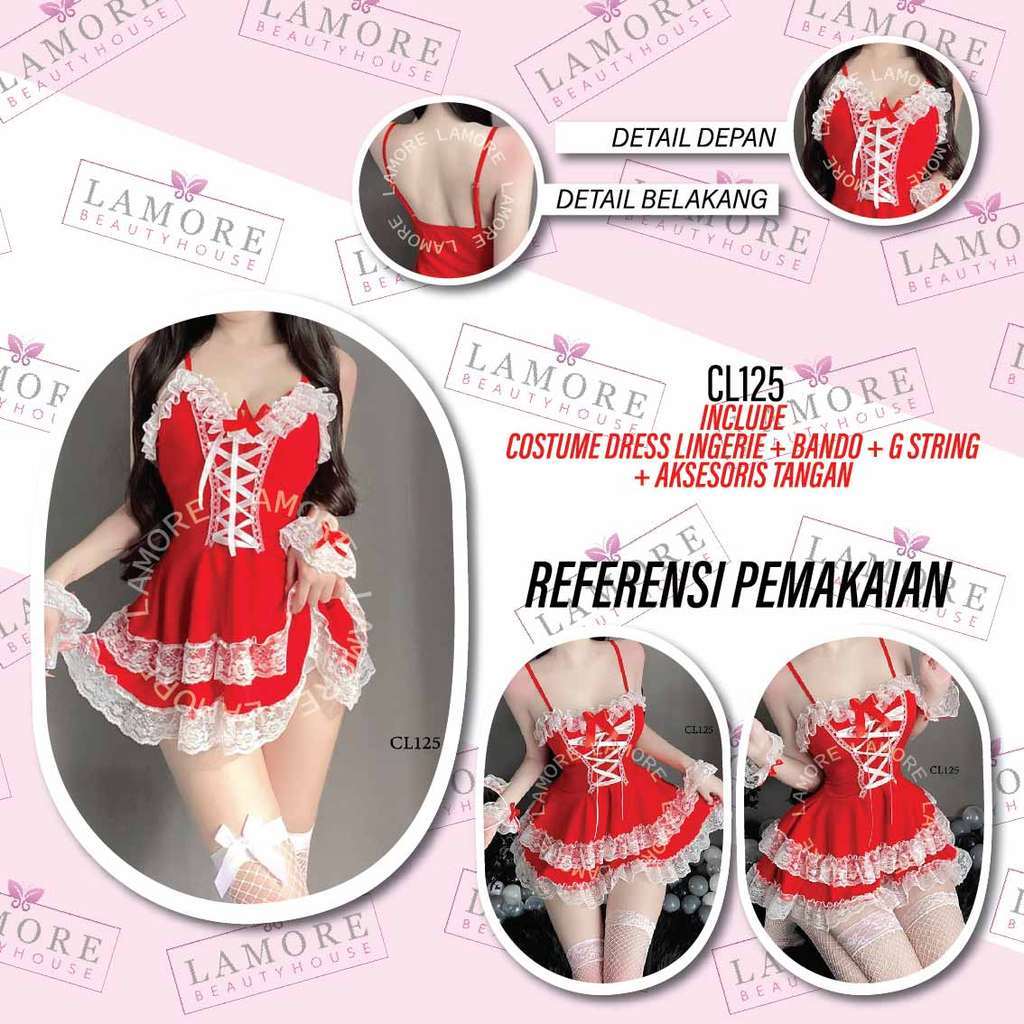 Lingerie Costume Maid Costume Pelayan Wanita Merah Modern CL125