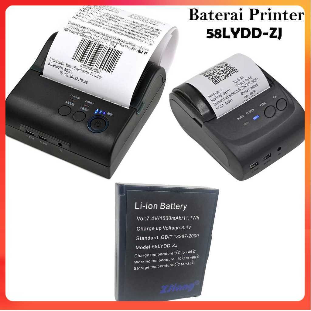 Baterai Printer Thermal Bluetooth 58mm 1500mAh - Baterai Lithium Rechargeable 7.4V Universal
 r