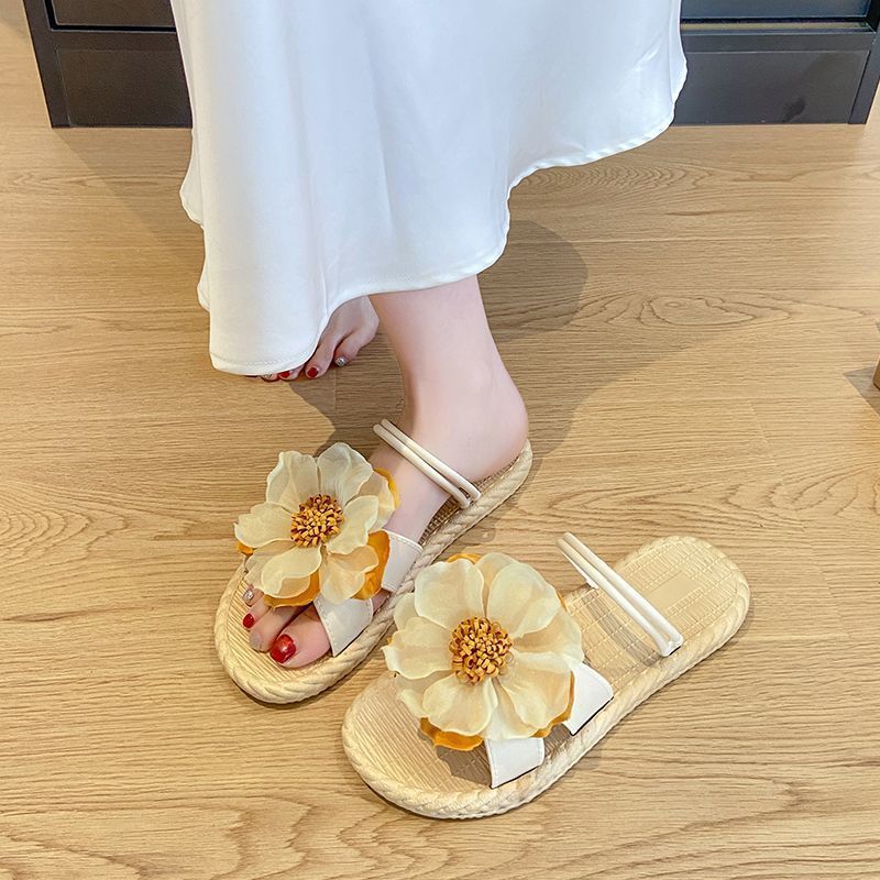 [COD] Sandal Bunga Motif Floral untuk Wanita - Sandal Dua Arah Modis Terbaru untuk Liburan Pantai