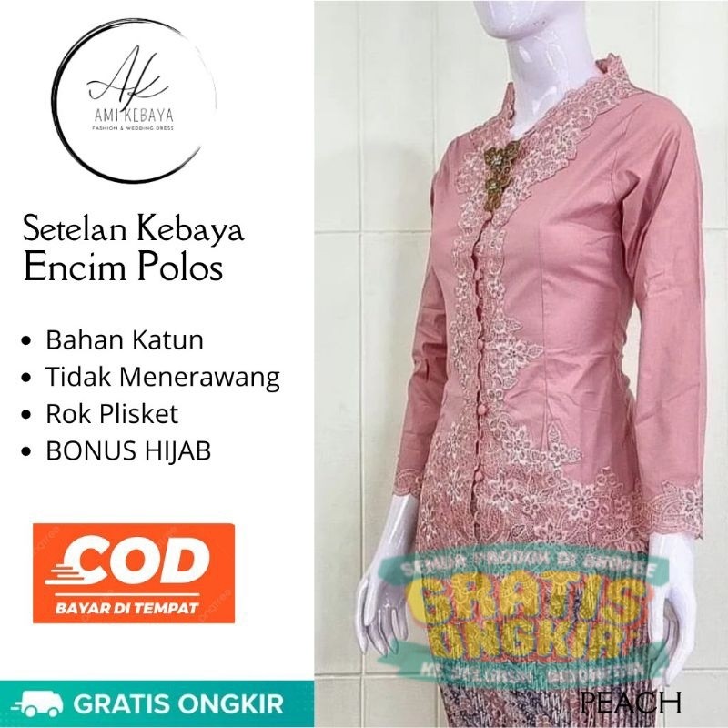 SETELAN KEBAYA ENCIM KARTINI FREE HIJAB | KEBAYA JUMBO M-5L | KEBAYA MODERN | KEBAYA WISUDA | KEBAYA