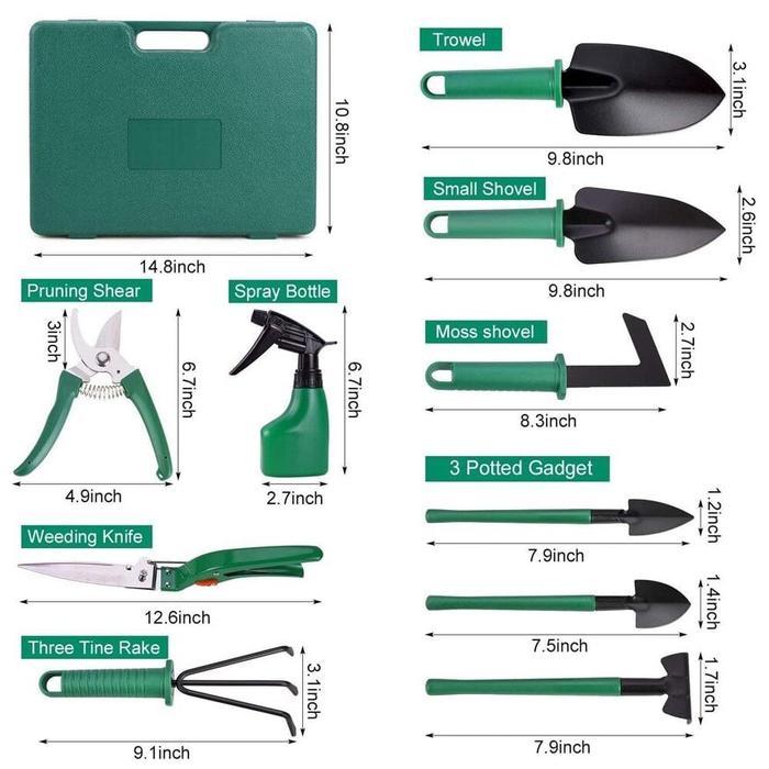 Set Perkakas Kebun 10 pcs - Lengkap dengan  dan Koper Penyimpanan - Sepuluh potong set