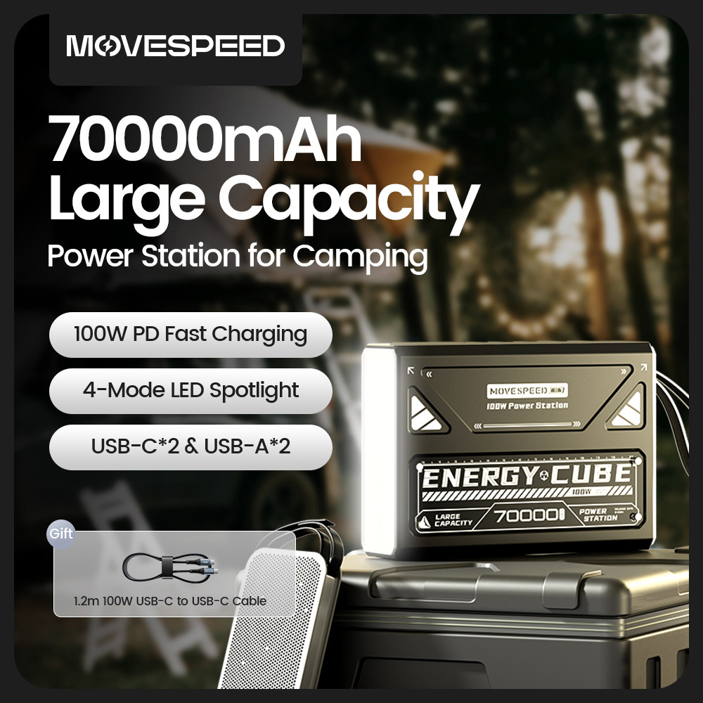 MOVESPEED Z70Pro Large Capacity Power Bank 100W Fast arge External Battery w/ Flashlight Powerbank f