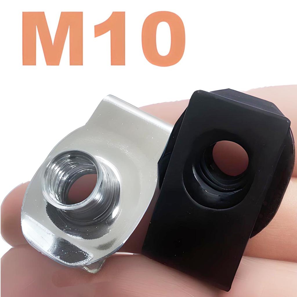 10/5pcs U Type Clips M10 10mm Q312 Cleat Reed Nut Leaf Spring Nuts Black Silver for Car Motorcycle S