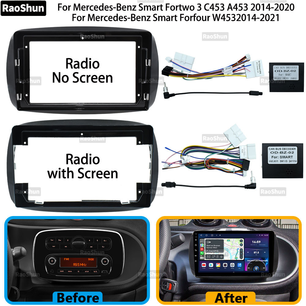 Car Android Rao Navigation Screen Frame For Mercedes-Benz Smart Fortwo Forfour 3 C453 A453 W453 Powe