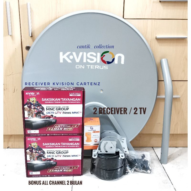 JAMIN MURAH Parabola Mini Kvision 60 cm Full Set Untuk 1 TV & 2 TV - Parabola Mini Kvision Full Set 