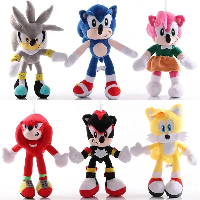 20~28cm Sonic 6 Styles Hedgehog Plush Toy Amy Knuckles Tail Plush Doll Cute Soft Stuffed Plush Doll 
