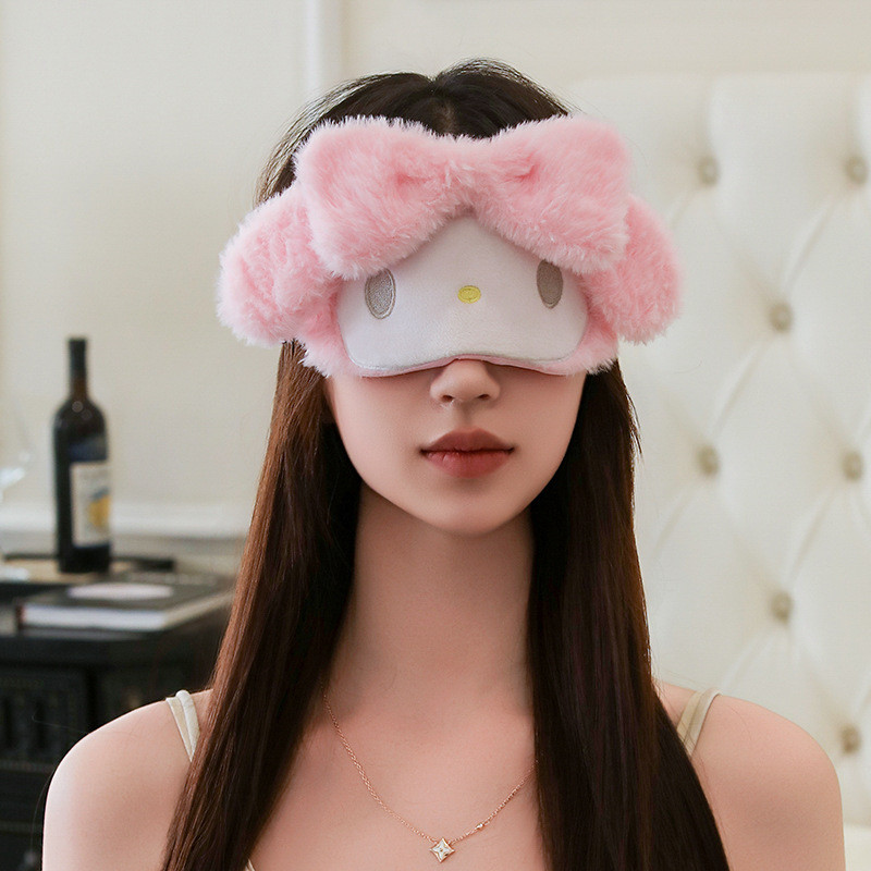 Anime Plush Soft Cartoon Cute Cinnamoroll Kuromi Portable Eye Mask Sleeping Mask Eye Mask Girl Whole