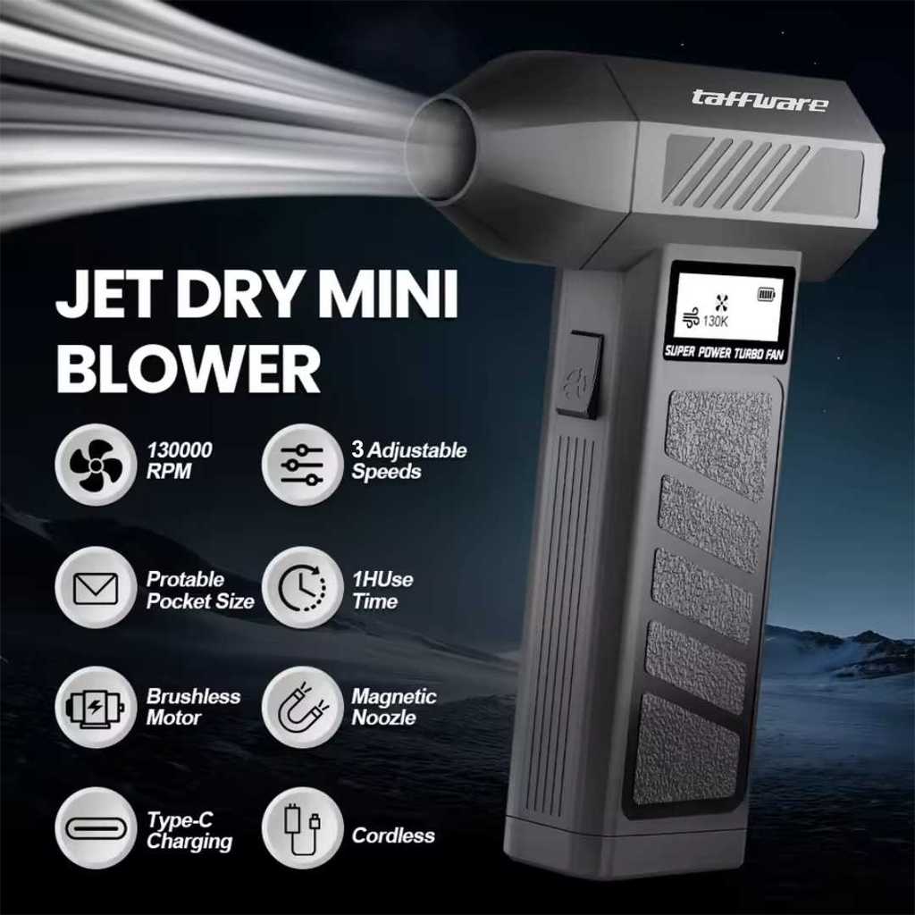Taffware Mini Turbo Violent Air Blower Cordless Jet Portable 130000RPM - P30