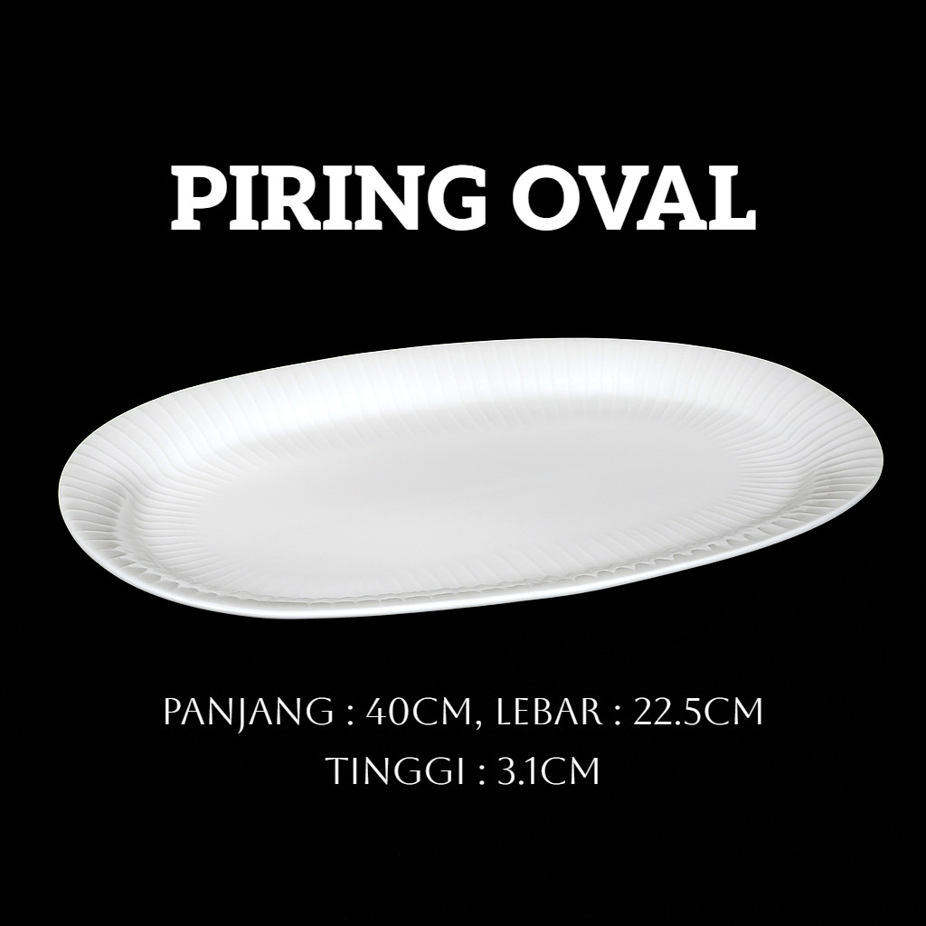 PIRING OVAL BESAR RAMEKIN KERAMIK PORSELEN POLOS PUTIH DENGAN  PANJANG 40CM KUALITAS IMPORT Best Sel