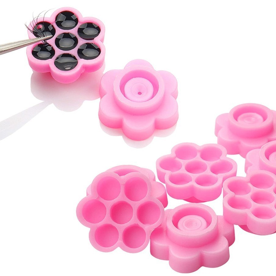100pcs Per1pack Cup Glue Flower Shape Holder Russian Eyelash Extension Tatakan Lem Jade Stone Pallet