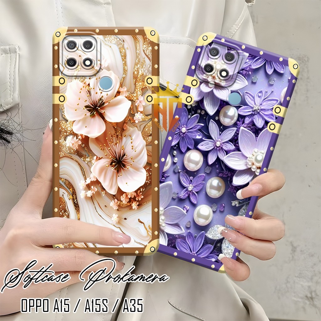 Softcase Prokamera OPPO A15 / A15S / A35 Motif Bunga Bingkai - Case Oppo a15 - Case Hp [CP1]