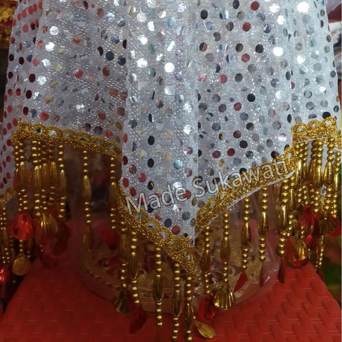 Kain Lenter variasi untuk tatakan Dulang wanci kayu bali hanya kain - Putih, 30cm x 30cm