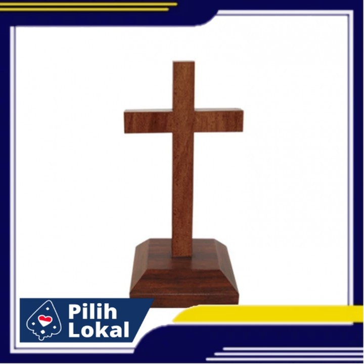Salib Duduk Kristen Kayu 15cm  Salib Meja Kayu Pajangan Kristen  Salib Kayu