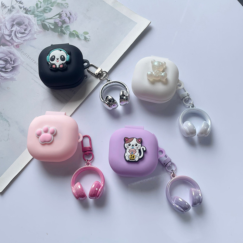 For samsung Galaxy Buds2 PRO / Live/ pro/ FE Cover Buds Core Cartoon with keyian Earphone Silicone C
