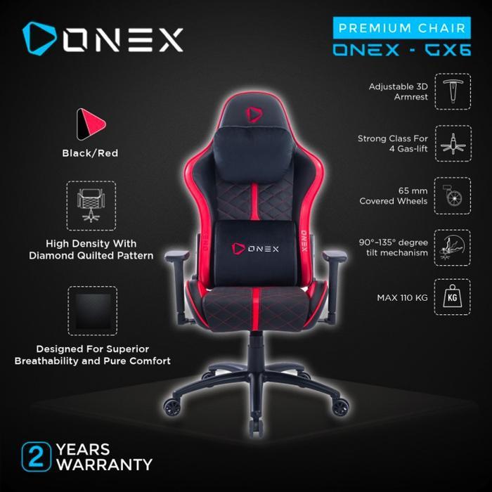 ONEX GX6/ GX 6 / GX-6 Premium Quality Kursi Gaming Chair - RED