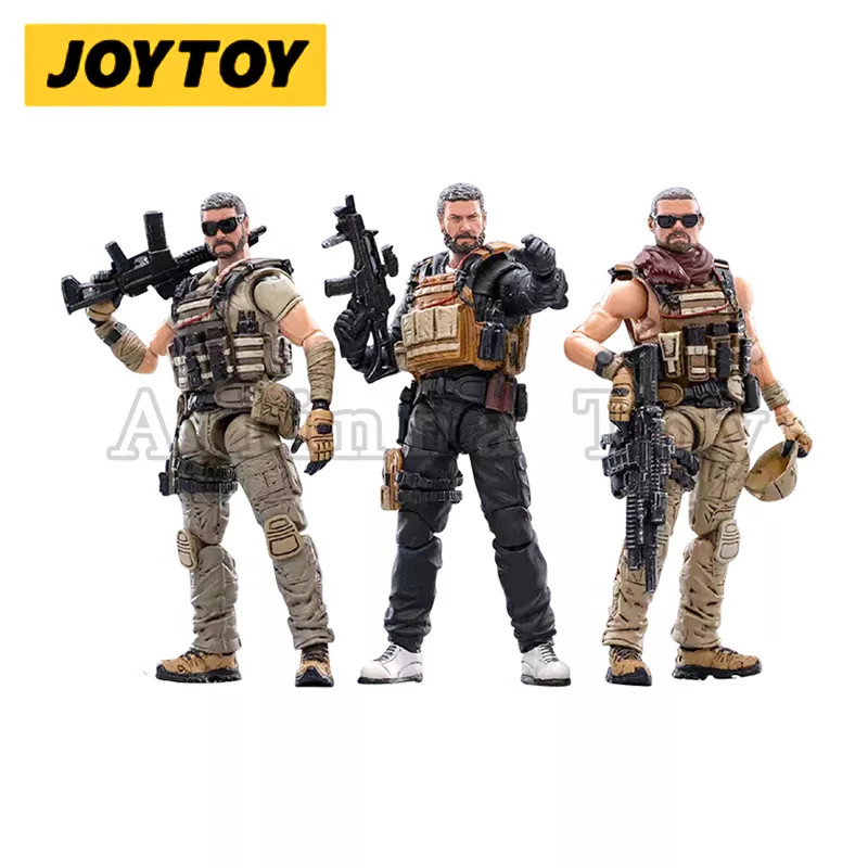 JOYTOY 1/18 Action Figure (3PCS/SET) Hardcore Mercenary Trio Anime Collection Military Model