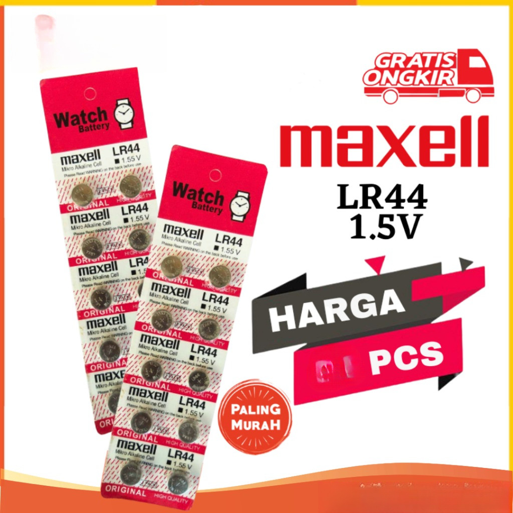 PROMO Baterai Kalkulator Maxell Casio Citizern Kancing LR44 Original Maxel AG13l kecil Batre laser M