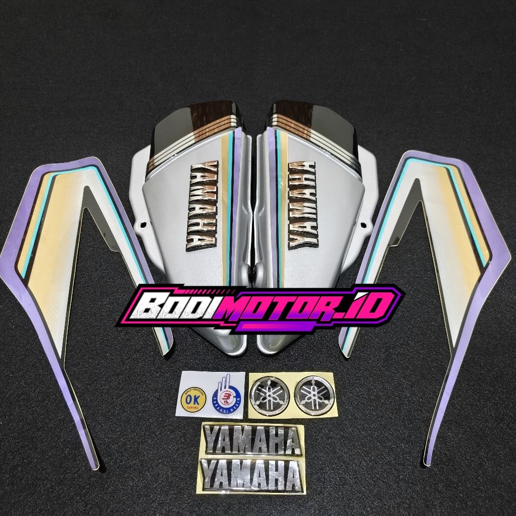 striping yamaha rx king 93 1993 warna biru / full set box aki warna silver variasi / stiker emblem s