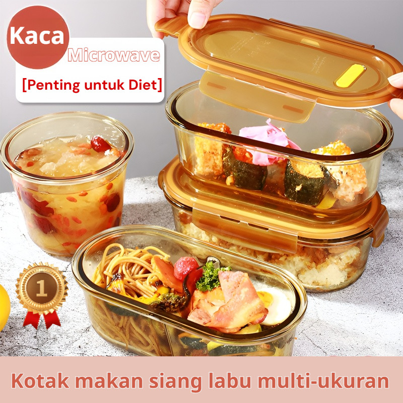 [Gratis Ongkir]Kotak Makan Siang Tahan Panas Tinggi Berbahan Amber Dengan Kandungan Borosilikat Ting