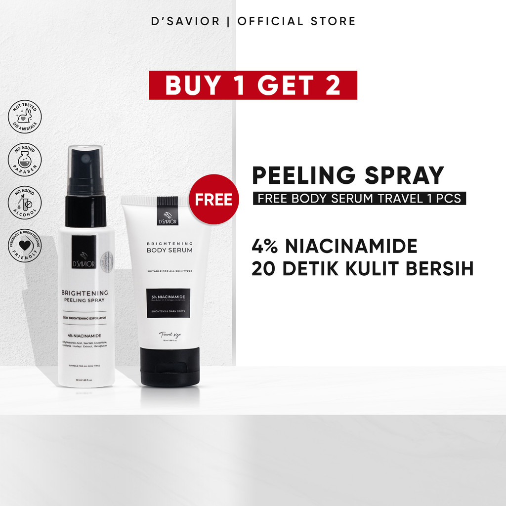 BUY 1 GET 2 | D'SAVIOR Peeling Spray Glutha Collagen 50ml GET Body Serum Travel Size 50ML 1PCS